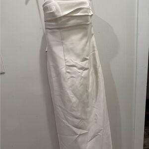 Sz 8 Alfred Sung Elegant White Strapless Dress bridesmaid wedding EUC